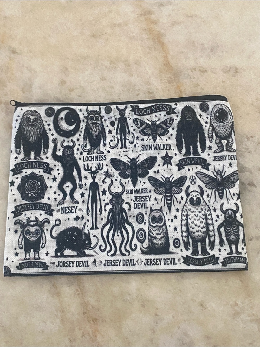 Black & White Mythical Creatures Canvas Pouch